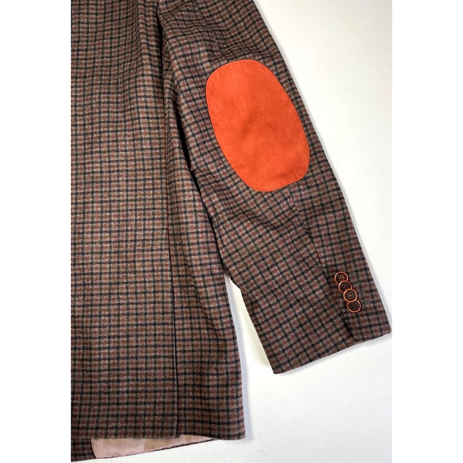 Vintage Sartoria Tosi Blazer Jacket Plaid Wool Blend Elbow Patches Made in Italy Sz 40 R Brown Men’s Size 40R - 6 Thumbnail