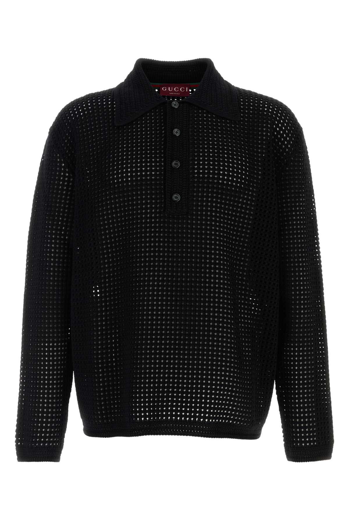 Gucci Black Crochet Polo Shirt Size US M / EU 48-50 / 2 - 1 Thumbnail