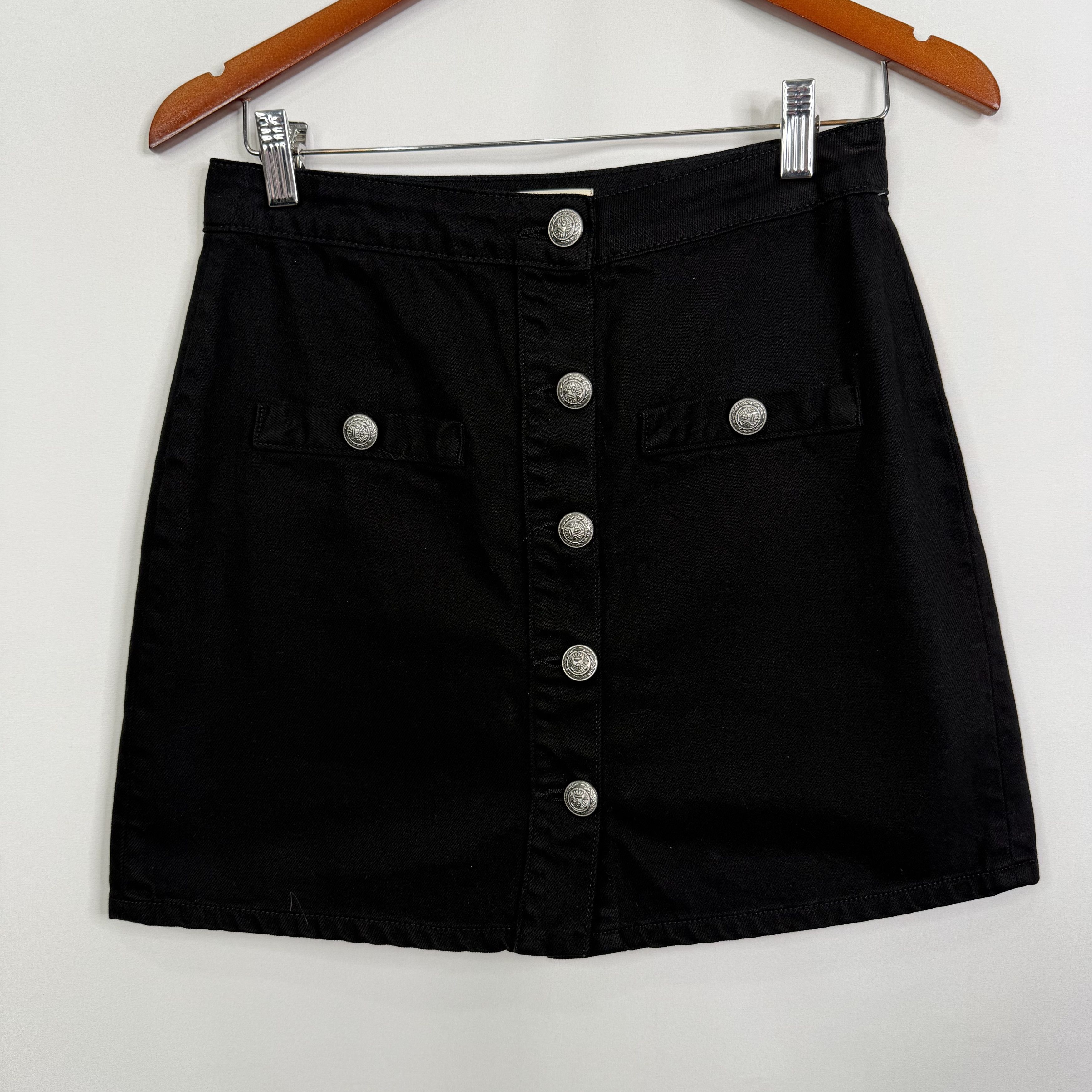 L'AGENCE L'AGENCE Kris Black Cotton Button Front Mini Skirt Size 26" / US 2 / IT 38 - 8 Thumbnail