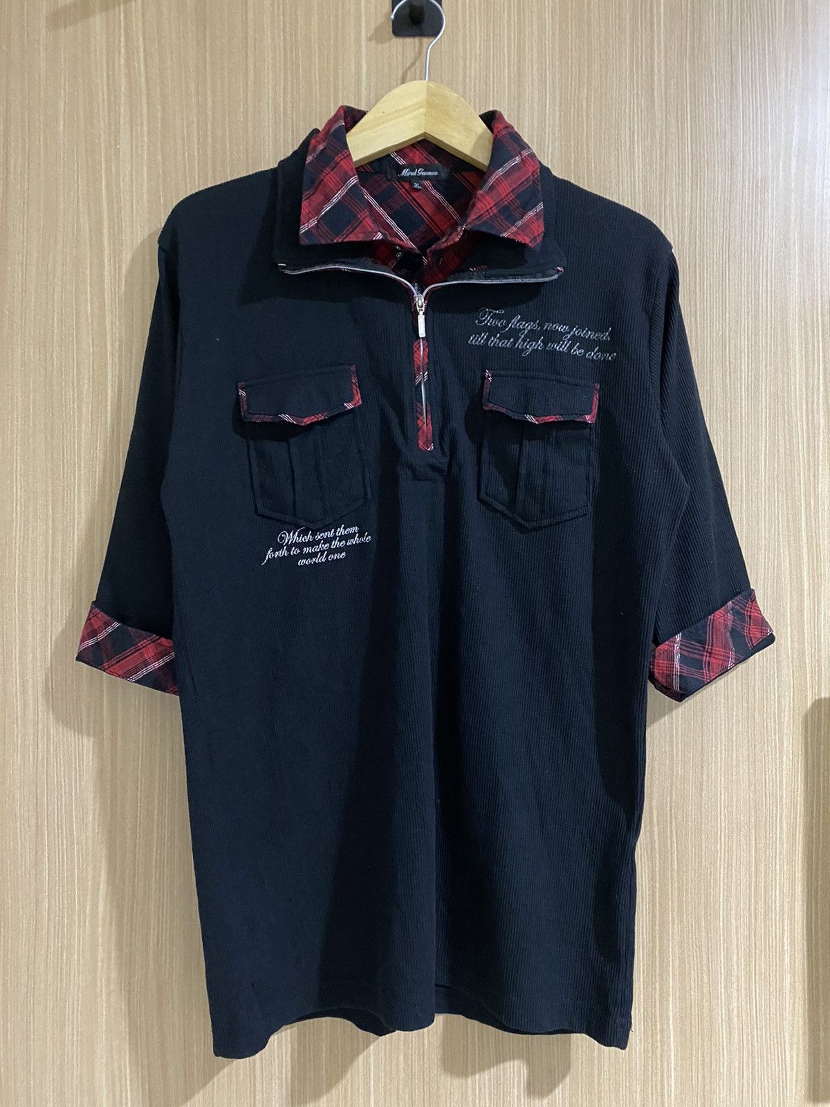 If Six Was Nine 2000s mind games double collar half zip poem punk polo shirt Size US XL / EU 56 / 4 - 1 Thumbnail