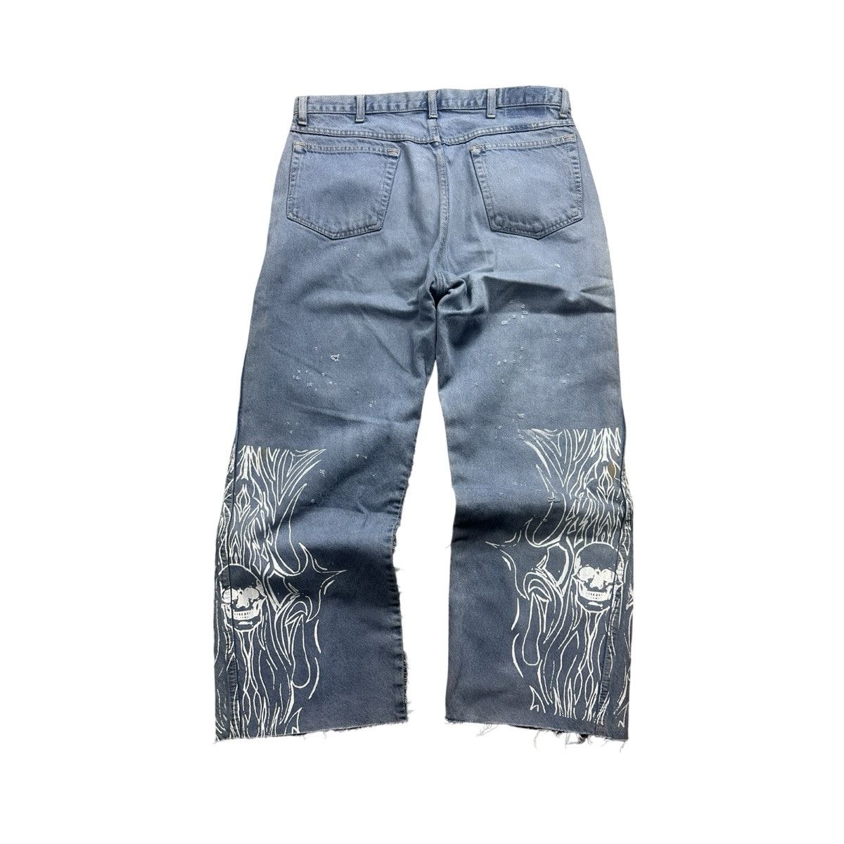 Japanese Brand Baggy Sashiko Skull Denim Midnight Wash 36x28 Size US 36 / EU 52 - 6 Thumbnail