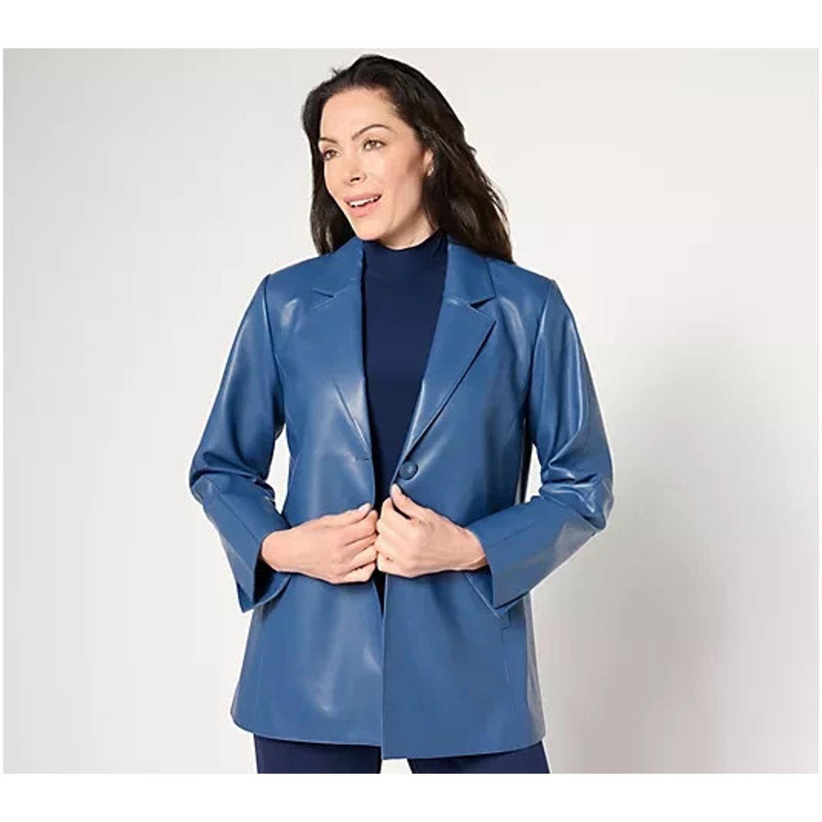 Denim & Co. Dennis Basso Regular Luxe Faux Leather Jacket Blis M A659814 Size M / US 6-8 / IT 42-44 - 1 Thumbnail
