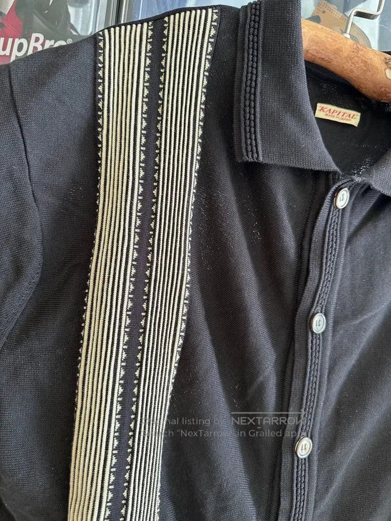 Kapital KAPITAL Cotton Knit Vintage Polo Shirt Size US L / EU 52-54 / 3 - 2 Thumbnail