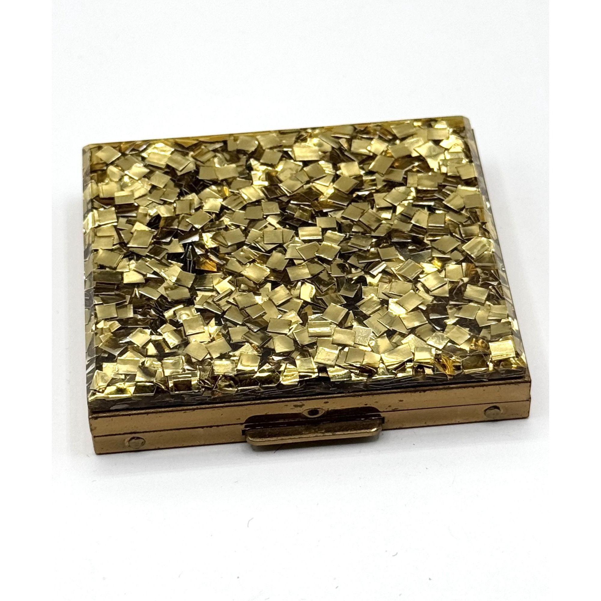 Vintage Vintage Lucite gold confetti glitter mirror compact Size ONE SIZE - 1 Thumbnail