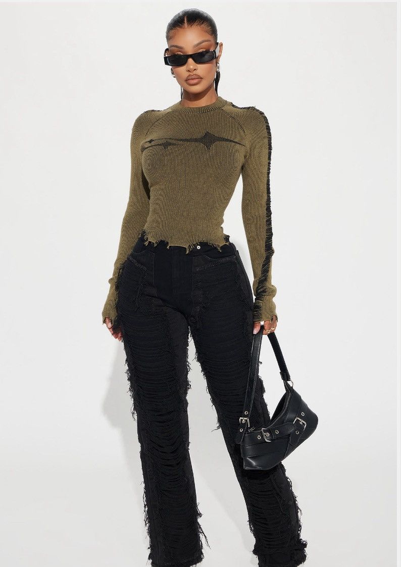 Other You're A Star Marled Sweater - Olive/combo Size L / US 10 / IT 46 - 3 Thumbnail