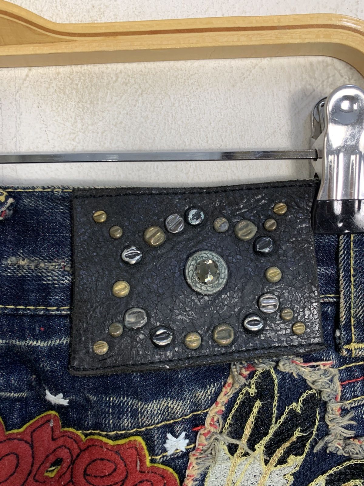 Japanese Brand Red Pepper Gold Label Embroidery Logo Indigo Denim Jeans Size US 30 / EU 46 - 7 Thumbnail