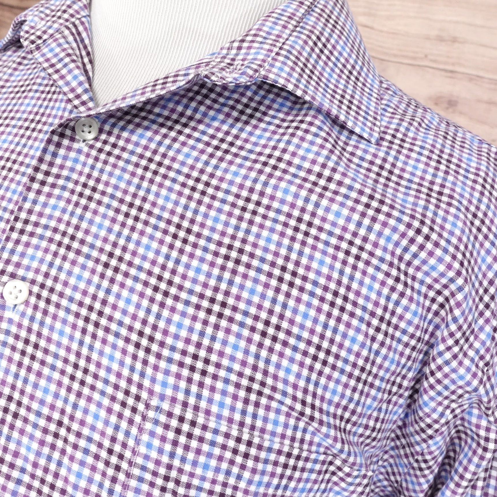 Van Heusen Vintage Van Heusen Dress Shirt Gingham Check Long Sleeve Business Casual Mens 18 Size 48R - 2 Thumbnail