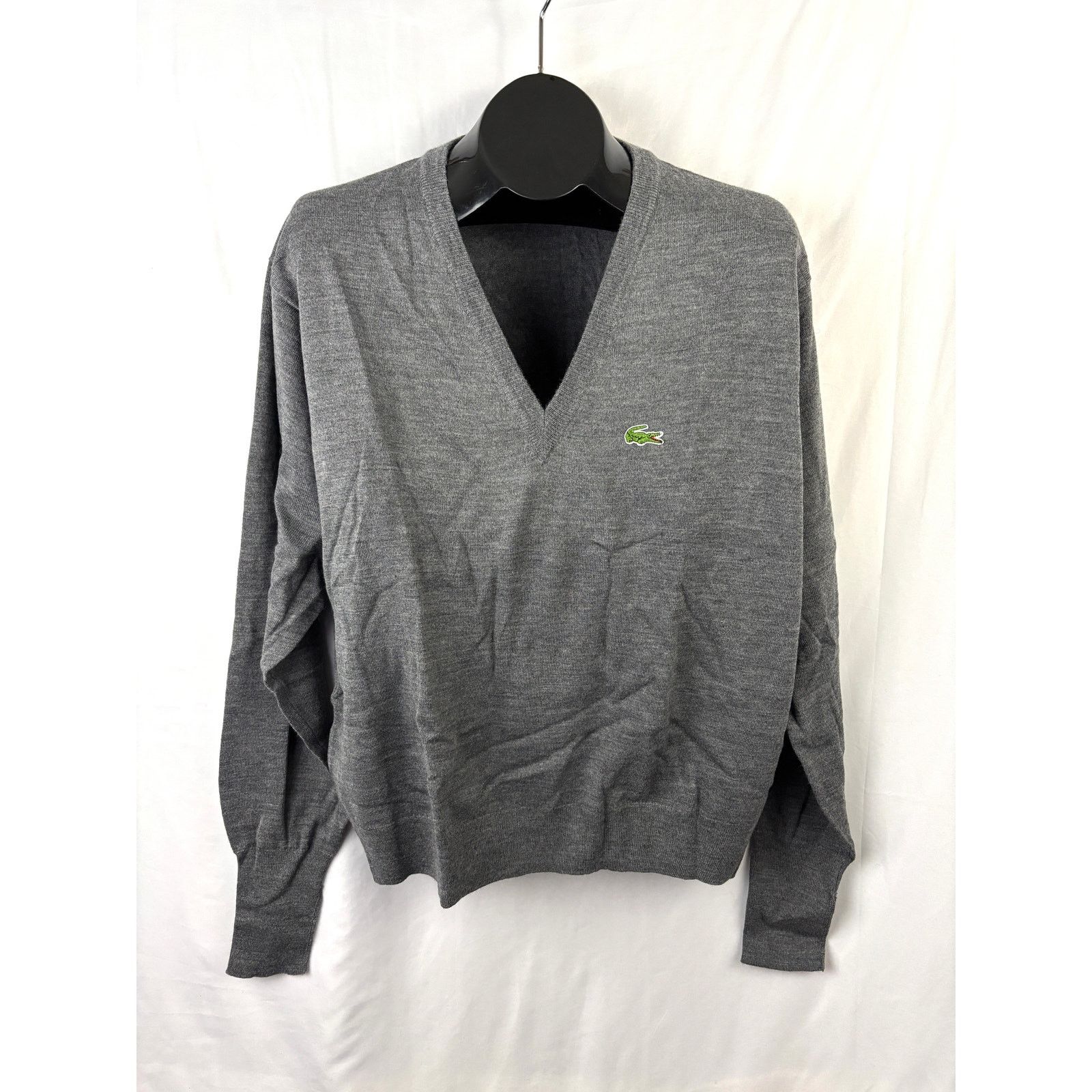 Lacoste Vintage 1980s Izod Lacoste Gray Knit V-Neck Sweater Men’s Size US L / EU 52-54 / 3 - 1 Thumbnail