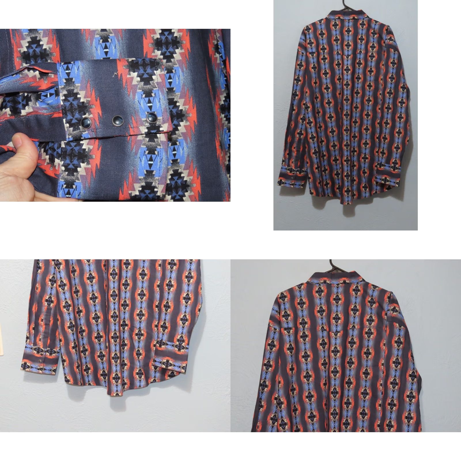 Wrangler Wrangler Western Shirt Men's XXL Long Sleeve Black Snap Aztec Design Multicolor 100% Cotton Button-Up Size US XXL / EU 58 / 5 - 8 Thumbnail