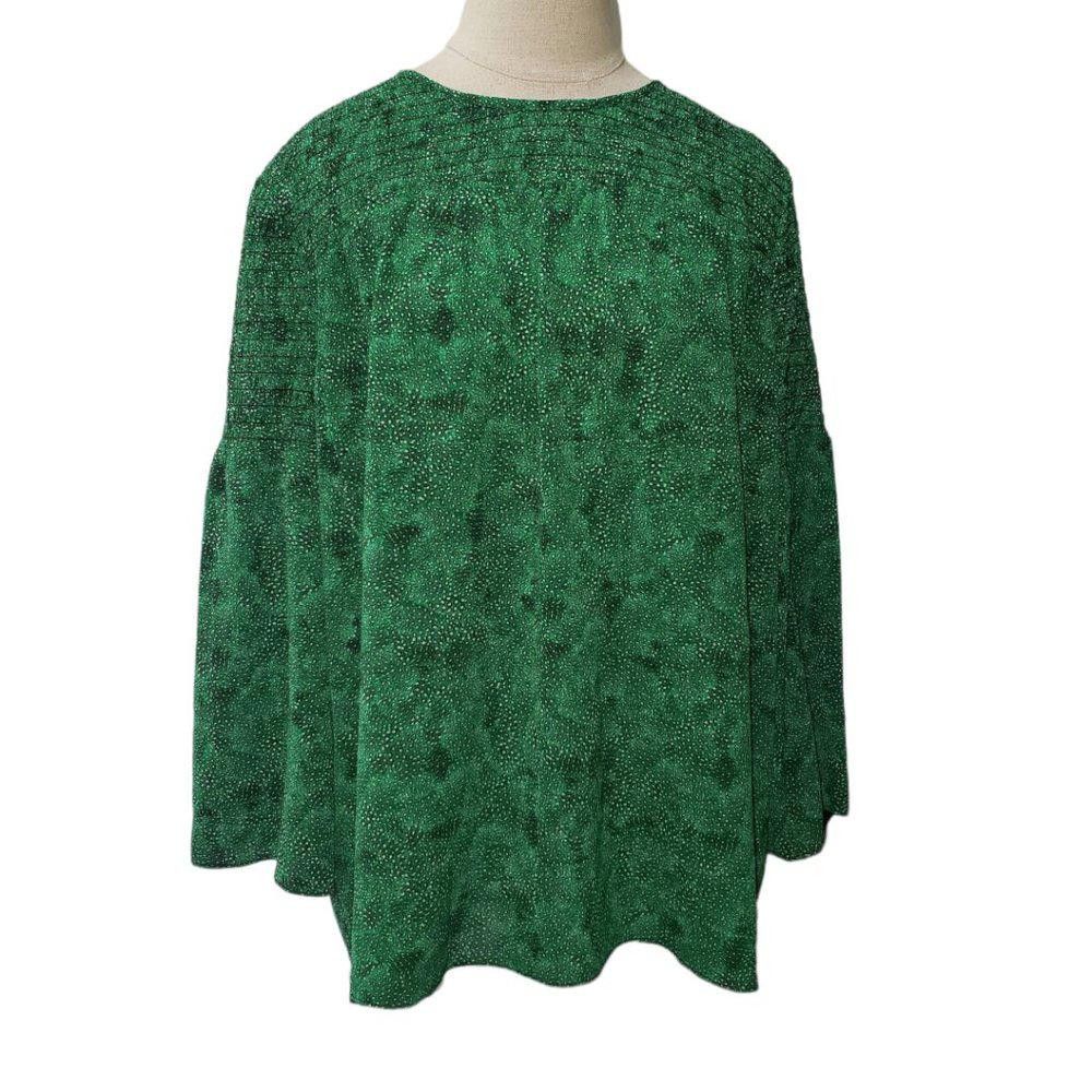 Michael Kors CT493a Michael Kors Green Crew Neck Polka Dot Blouse XL Size XL / US 12-14 / IT 48-50 - 1 Thumbnail