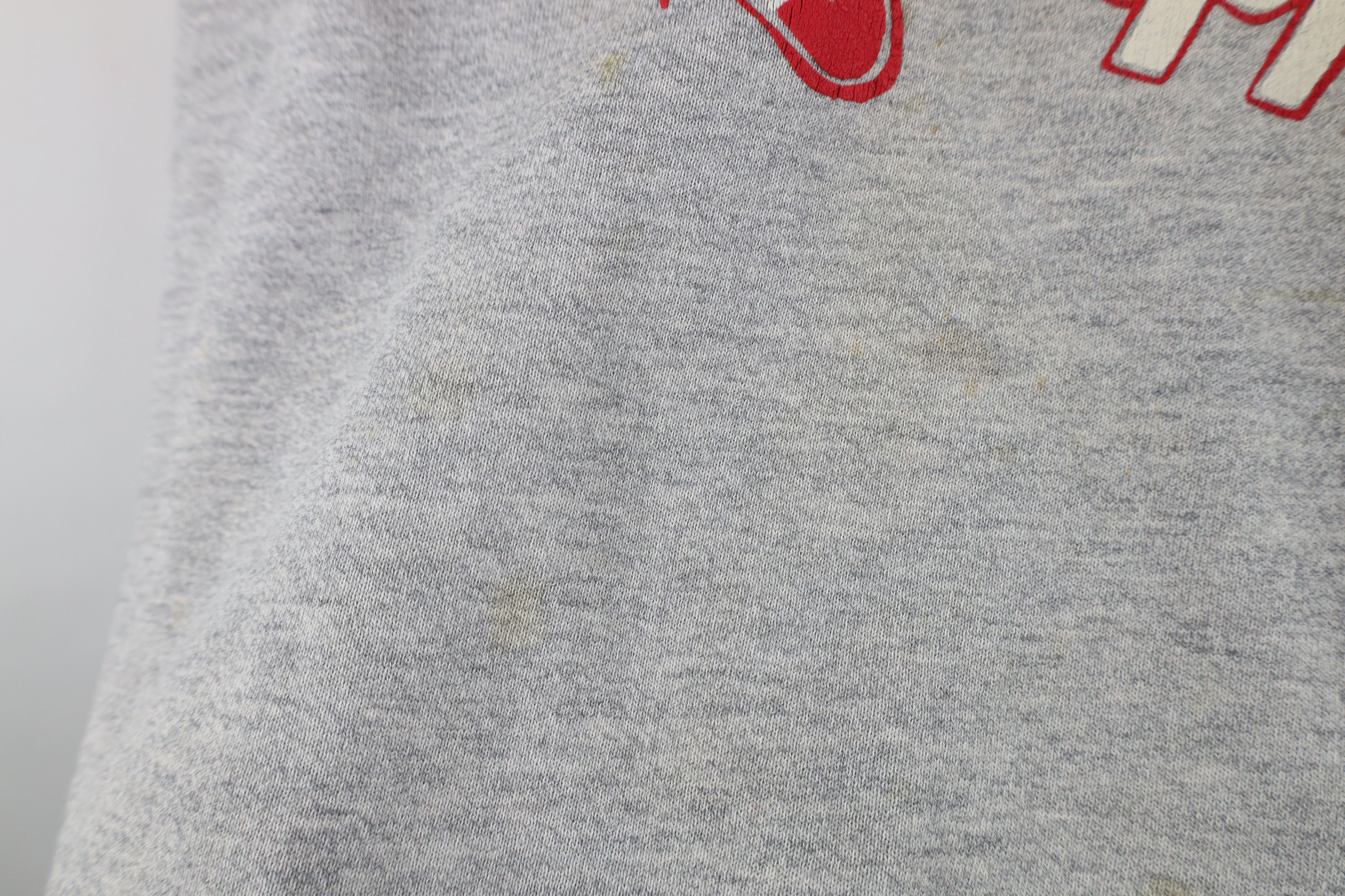 Vintage Vintage 80s 90s Streetwear Be Happy Sweatshirt Gray USA Size US L / EU 52-54 / 3 - 7 Thumbnail