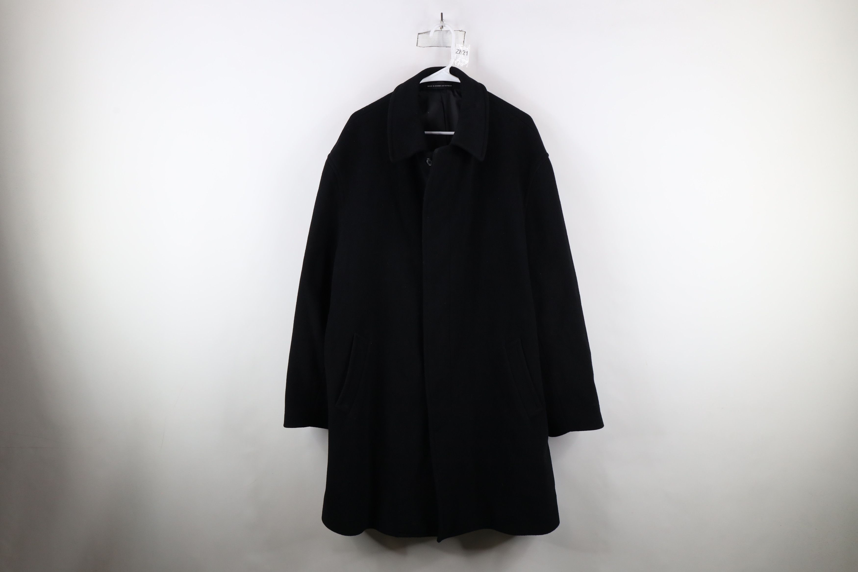 Vintage Vintage 90s Streetwear Collared Button Overcoat Jacket Black Size US XL / EU 56 / 4 - 1 Thumbnail