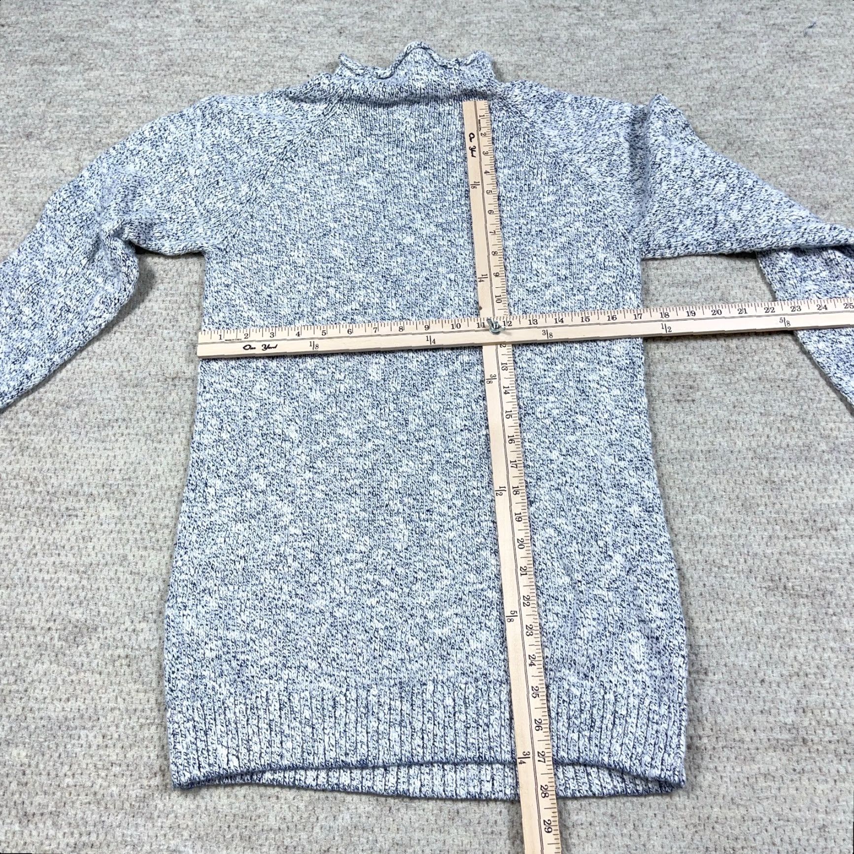 Vintage LL Bean Sweater Women Medium Tall Gray Marled Ragg Roll Mock Funnel Neck Rib Knit Pullover Casual Classic Season Fall Winter Size M / US 6-8 / IT 42-44 - 6 Thumbnail
