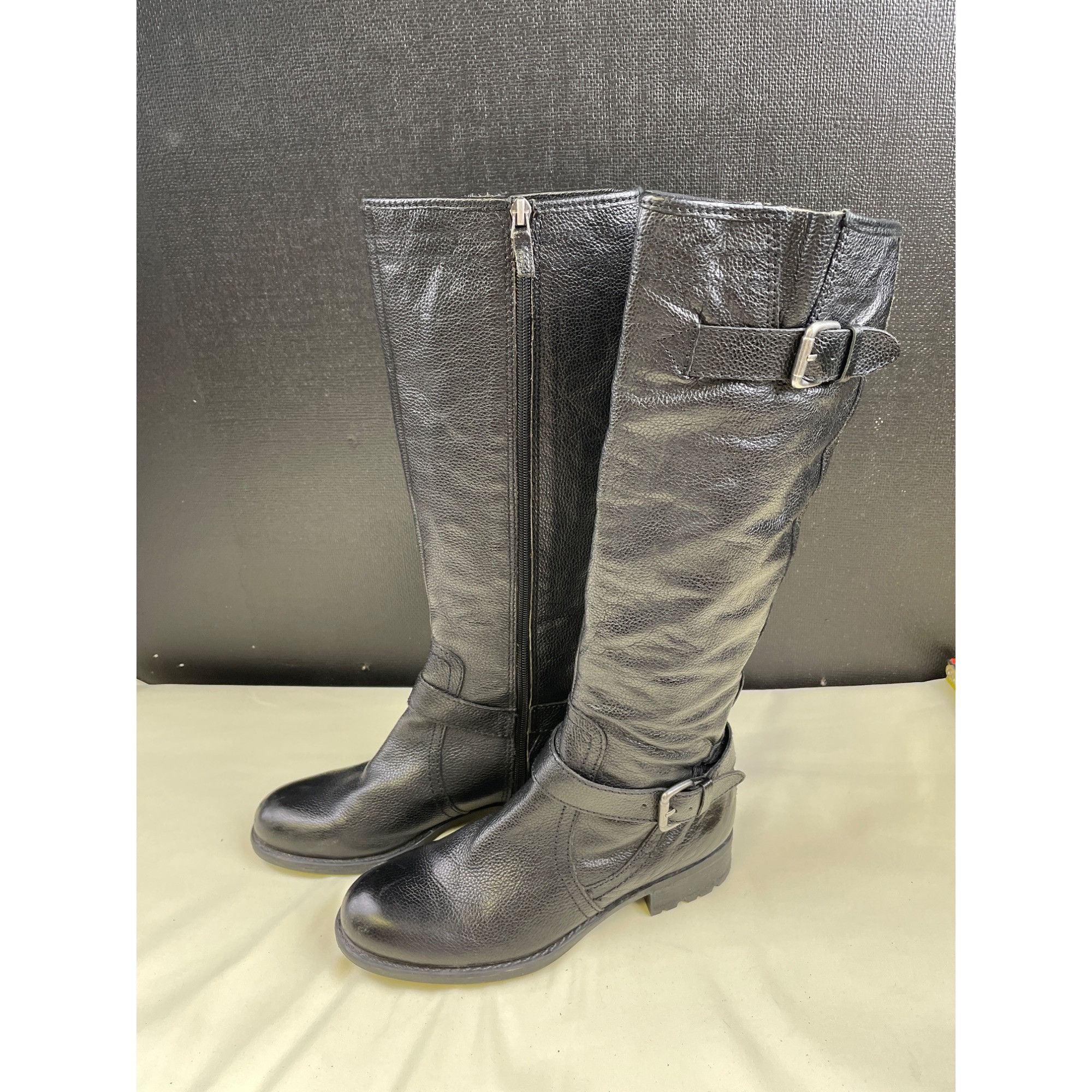 Franco Sarto Franco Sarto Women s Black Leather Riding Boots Shoes Size 6 Grailed