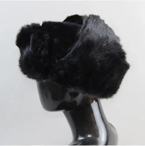 Japanese Brand Warm Natural Rabbit Fur Bomber Hat With Earflaps Size ONE SIZE - 6 Thumbnail
