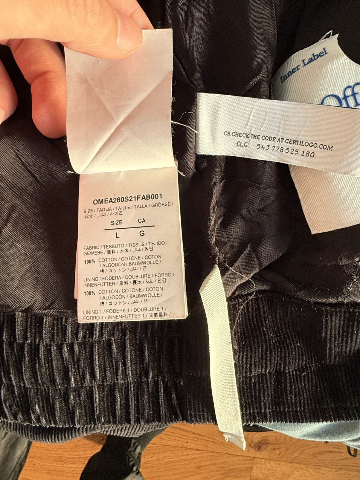 Off-White Off-White Black Corduroy Moto Jacket Size US L / EU 52-54 / 3 - 15 Thumbnail