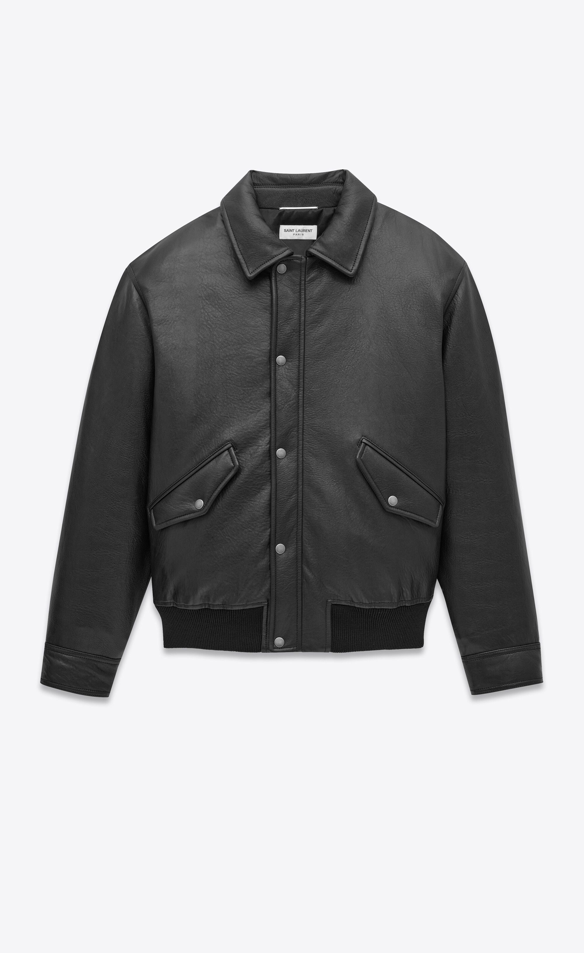 oc11z1225 798521 Bomber Jacket in Grained Lambskin in Black