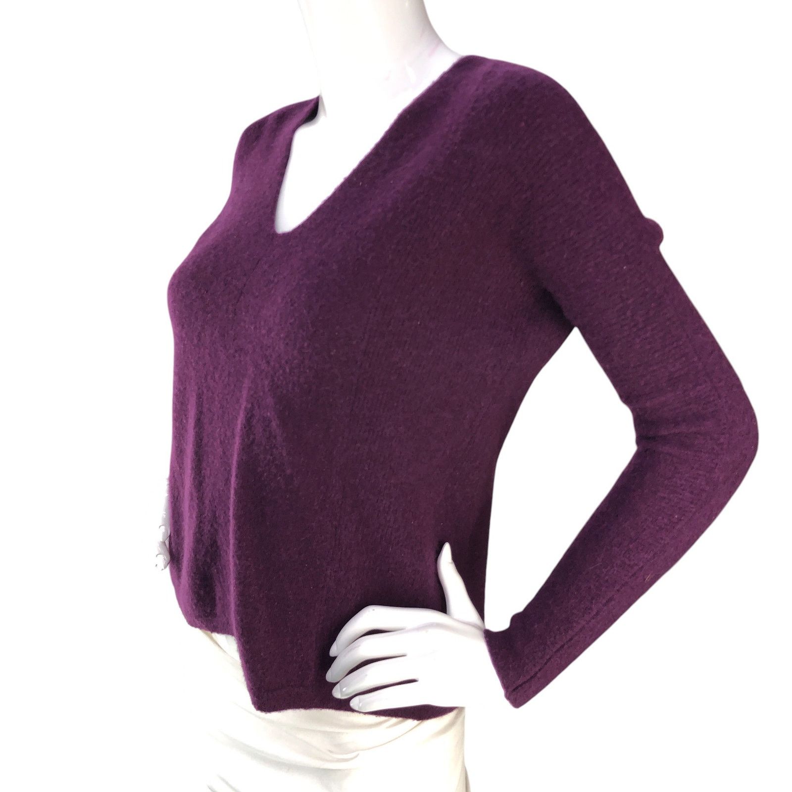 Vince Vince Sz S Sweater Double V Neck Wool Cashmere Blend Purple Size S / US 4 / IT 40 - 4 Thumbnail