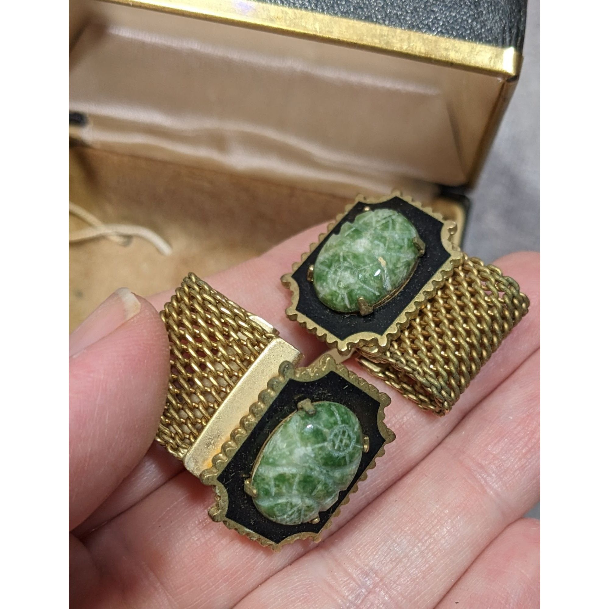 Other Vintage Anson Egyptian Revival Hand Carved Jade Scarab Cuffl Size ONE SIZE - 9 Thumbnail