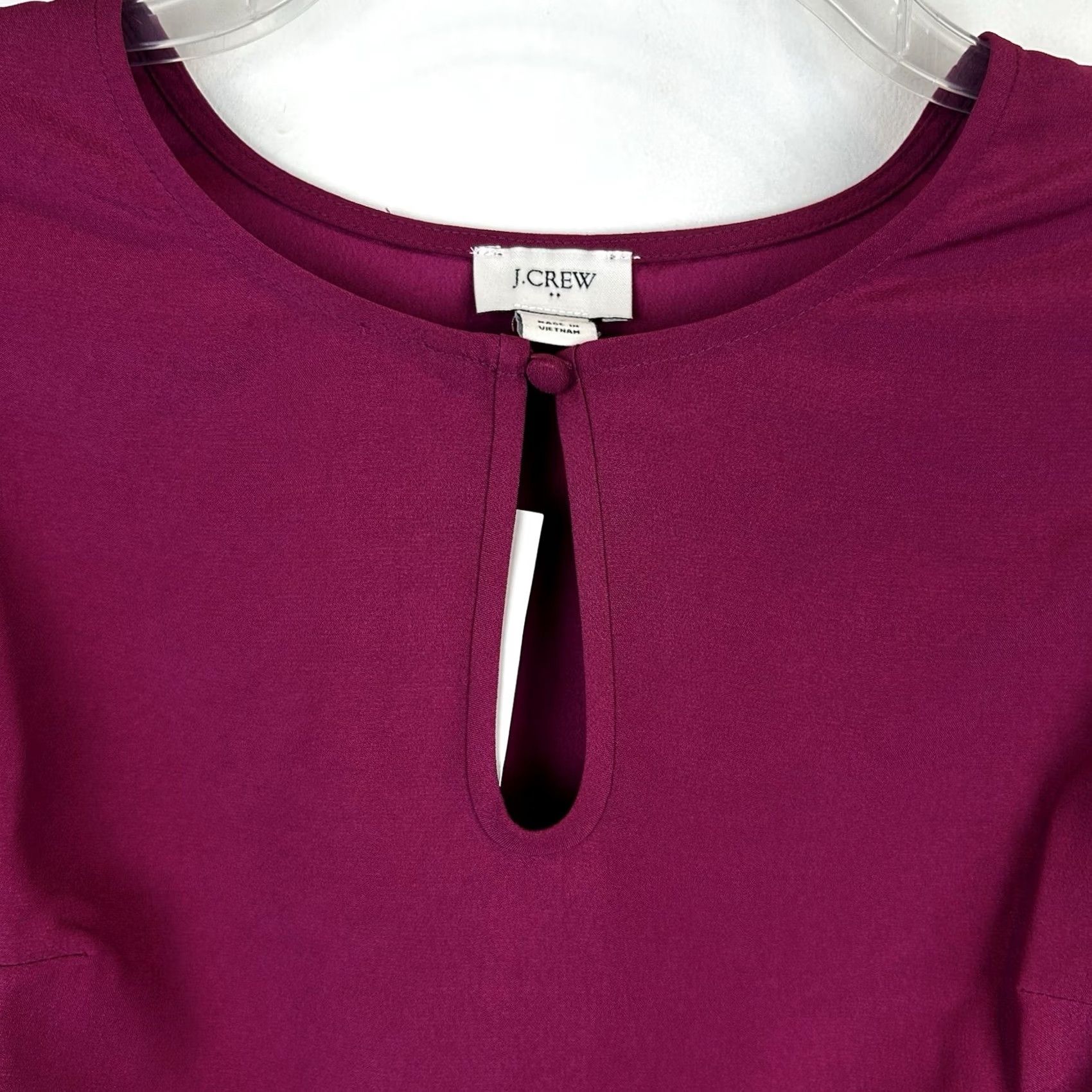 J.Crew J.CREW Blouse Womens XS Puff Sleeve Collared Chiffon Red Tunic Office Casual Read Size XS / US 0-2 / IT 36-38 - 6 Thumbnail