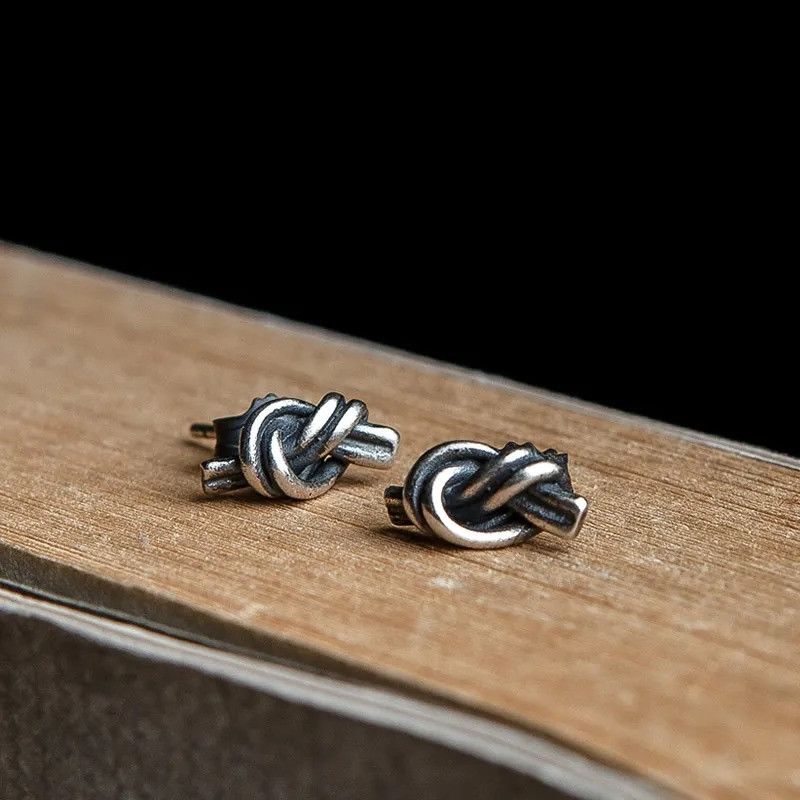 Jewelry Vintage Knot Earrings 925 Sterling Silver Ear Jewelry Gift Size ONE SIZE - 1 Thumbnail