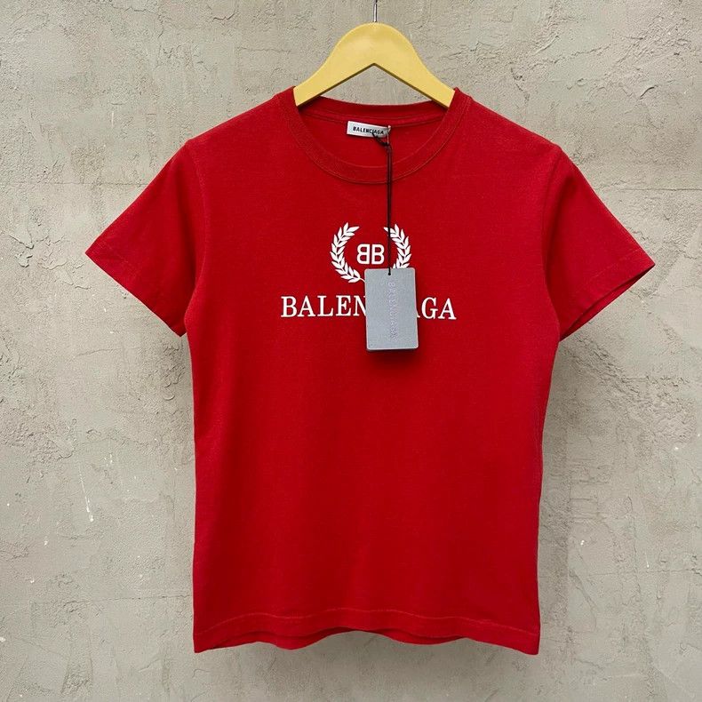 Balenciaga Balenciaga Retro Red Wheat Spike Double BLogo Short Sleeve Size US S / EU 44-46 / 1 - 1 Thumbnail