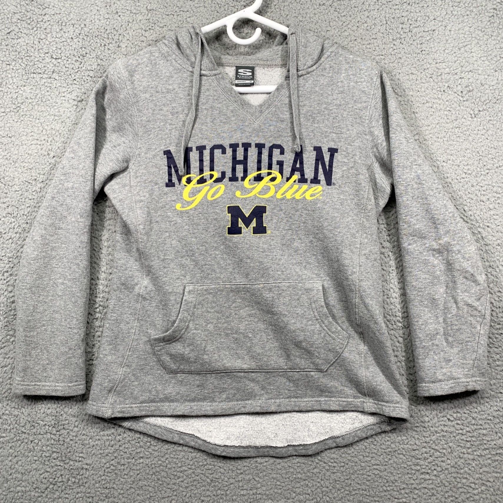 Vintage Stadium Athletics Michigan Go Blue Graphic Juniors Hooded Sweatshirt Medium Gray Size M / US 6-8 / IT 42-44 - 7 Thumbnail