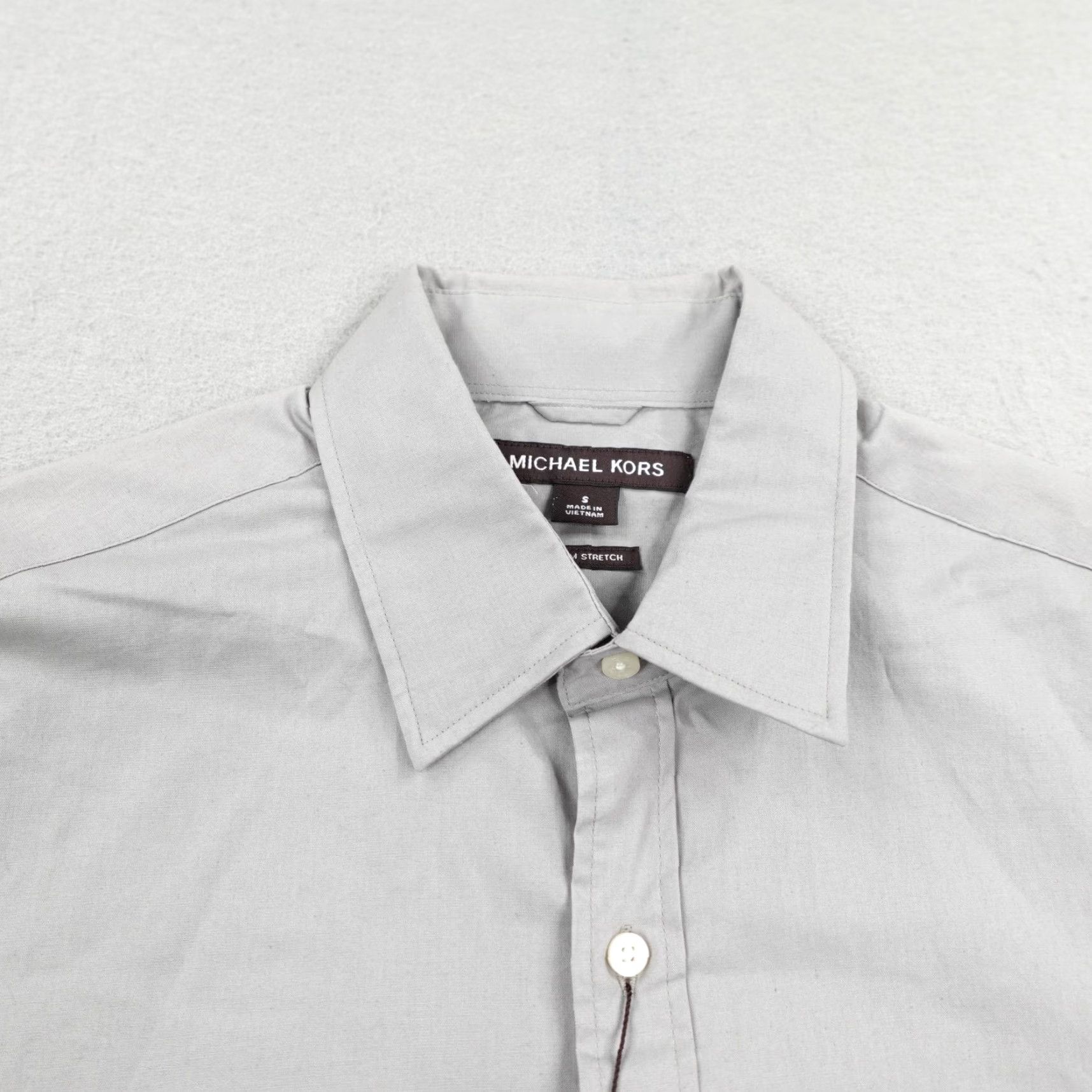 Michael Kors MICHAEL KORS Shirt Men Small Gray Short Sleeve Button-Down Trim Stretch Flex NEW Size US S / EU 44-46 / 1 - 2 Thumbnail