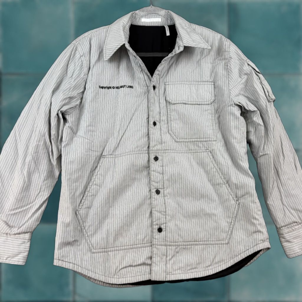 Helmut Lang Helmut Lang Windbreaker Shirt Jacket Gray Striped Lined Button Up Regular Size S Men Size US S / EU 44-46 / 1 - 1 Thumbnail