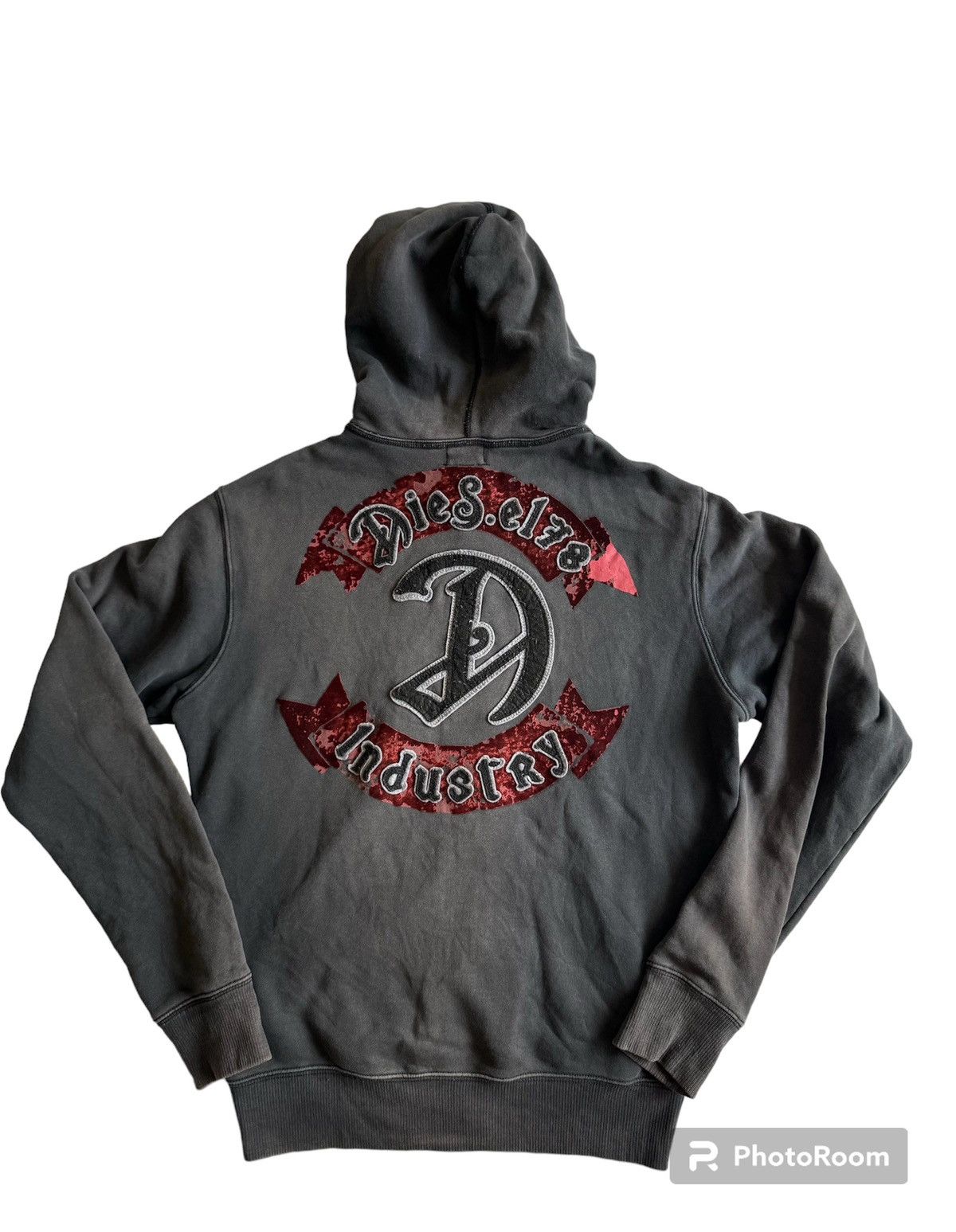 image of Diesel Sunfaded Front Zipper Hoodie in Black, Men's (Size Medium)