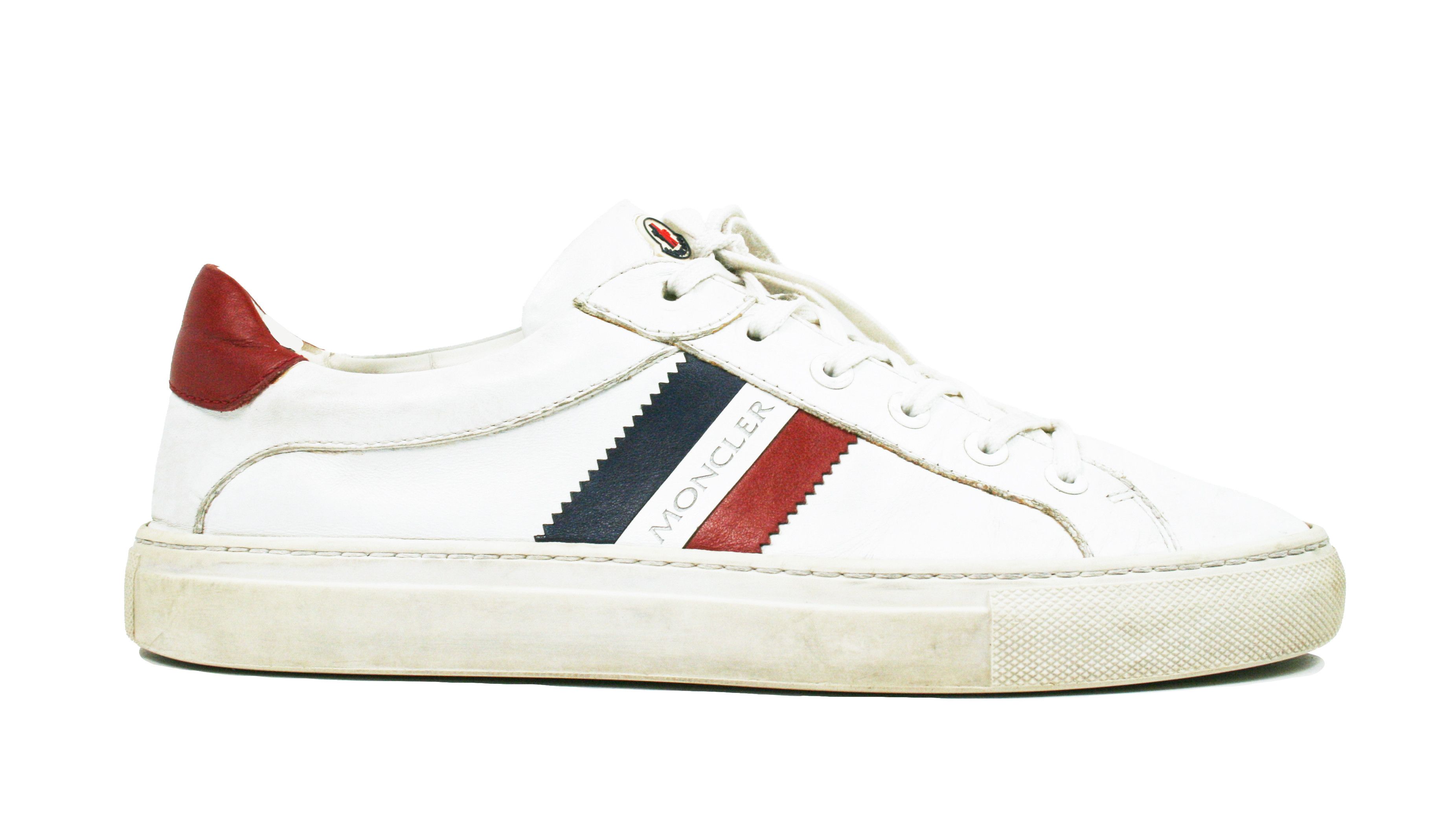 Moncler Distressed "New Leni" Low Leather Sneakers Size US 9 / IT 39 - 1 Thumbnail