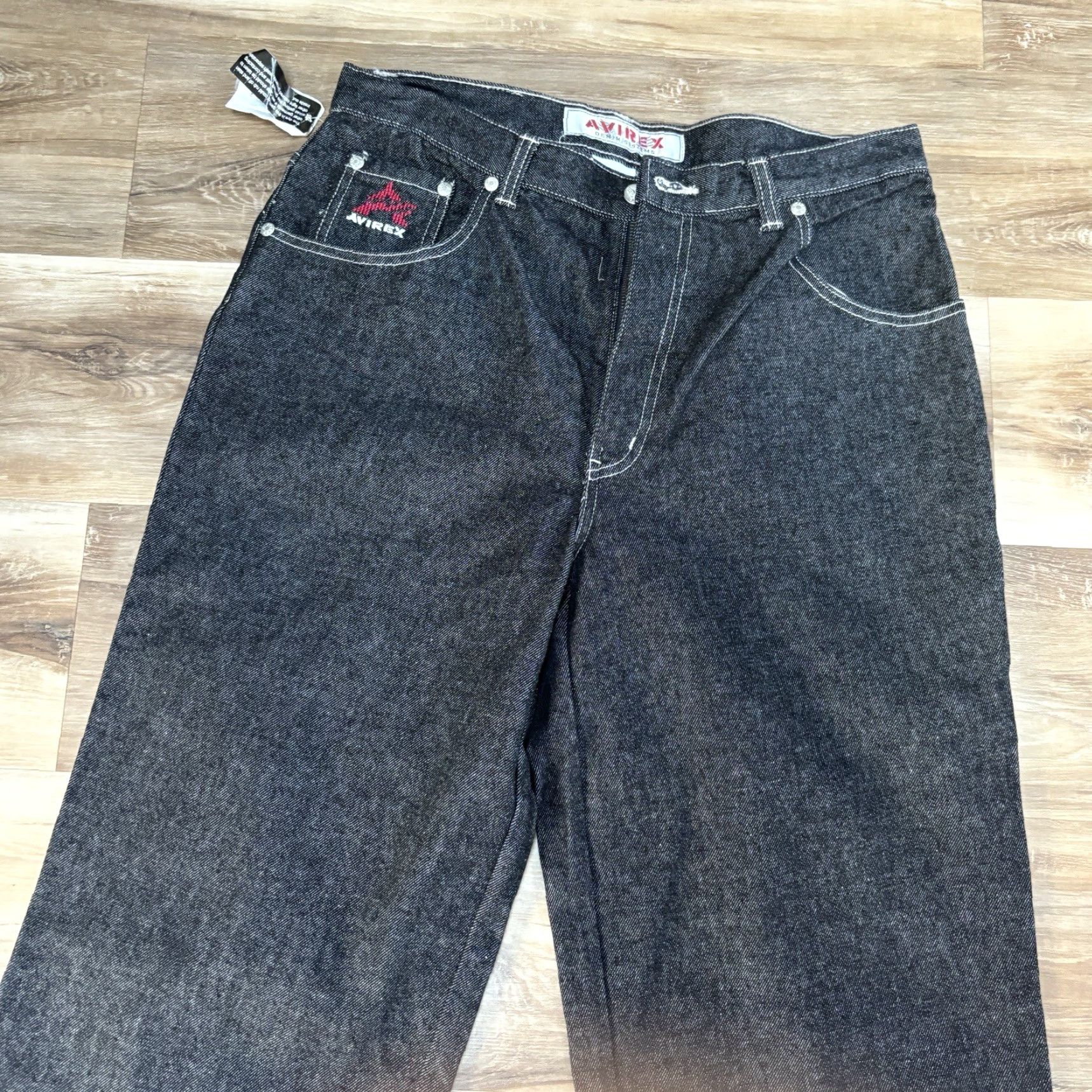 Avirex VINTAGE Avirex Jeans Mens 36 x 34 Baggy Embroidered Raw Denim Black Skater Size US 36 / EU 52 - 4 Thumbnail