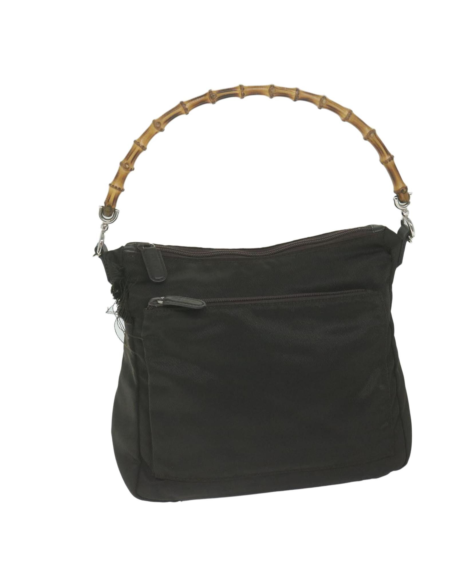 image of Gucci Nylon Hand Bag With Bamboo Handle And Italian Craftsmanship in Khaki, Women's