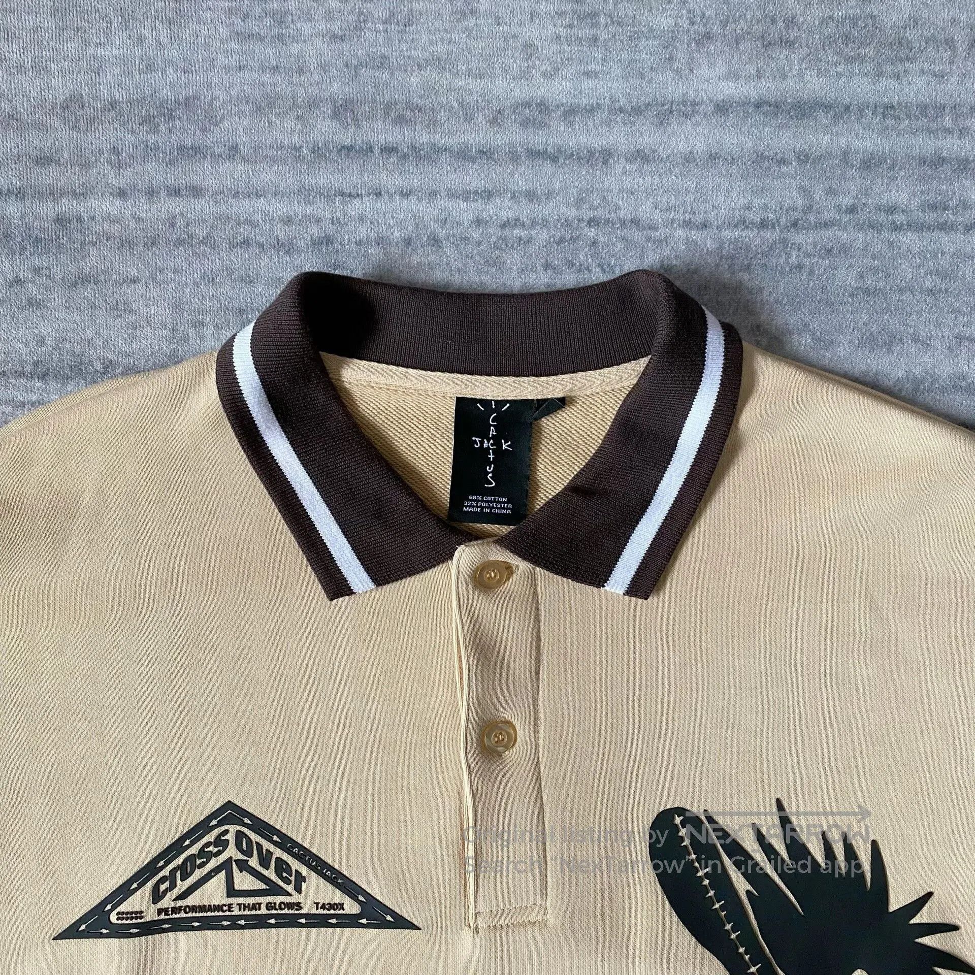Travis Scott cactus jack brown long sleeve polo sweatshirt. Size US M / EU 48-50 / 2 - 5 Thumbnail