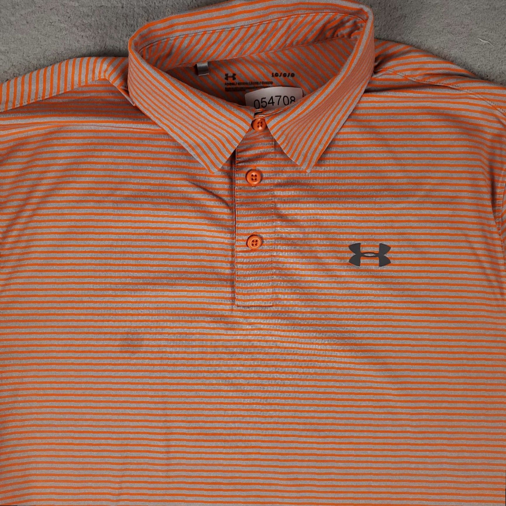 Under Armour Under Armour Polo Shirt Mens L Orange Gray Striped Short Sleeve Collared Button Logo Casual Size US L / EU 52-54 / 3 - 2 Thumbnail