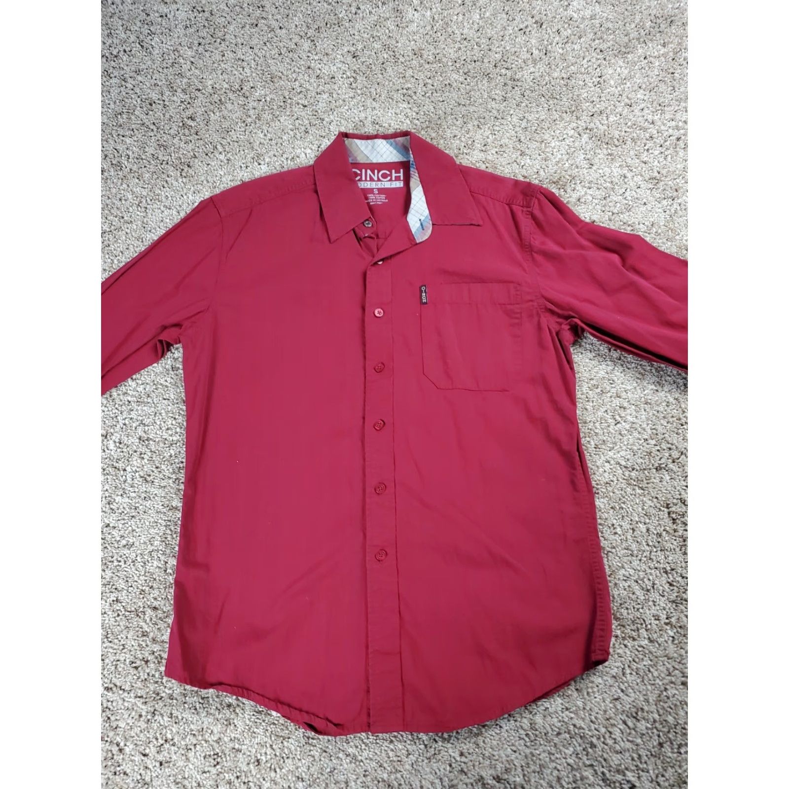 Vintage Cinch Shirt Men Small Red Long Sleeve Button Up Cotton Pinstripe Modern Fit Size US S / EU 44-46 / 1 - 3 Thumbnail