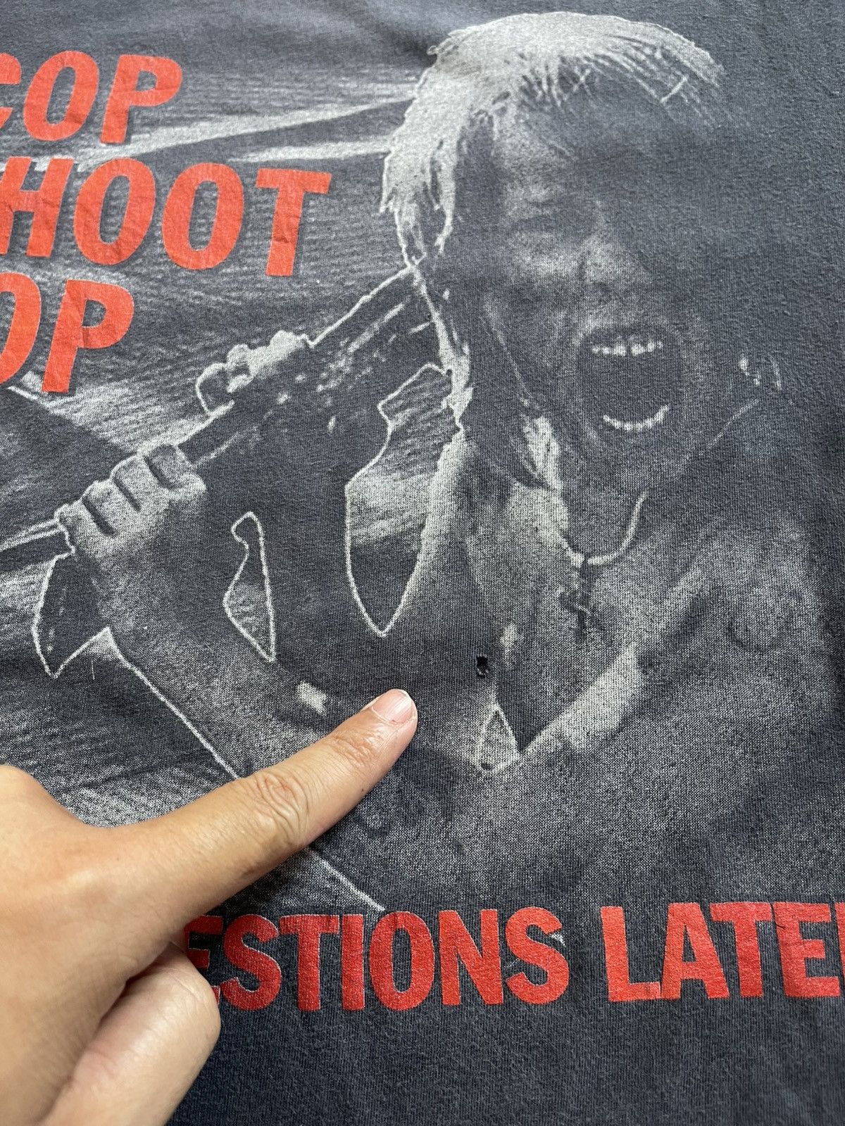 Band Tees Vintage Fade Black Cop Shoot Cop Ask Question Later T shirt Size US XL / EU 56 / 4 - 8 Thumbnail