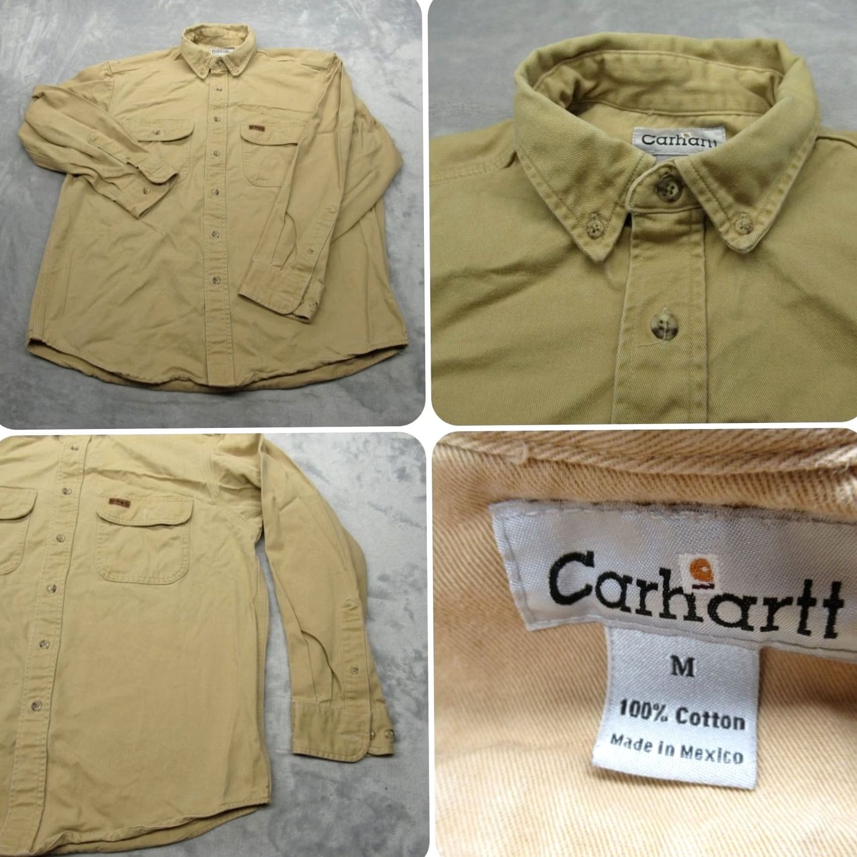 Carhartt Carhartt Shirt Mens Medium Beige Canvas Heavyweight Work Relaxed Button-Up Long Sleeve Beige Mens Button-Down Collared Canvas Shirt and Work Shirt Size US M / EU 48-50 / 2 - 2 Thumbnail