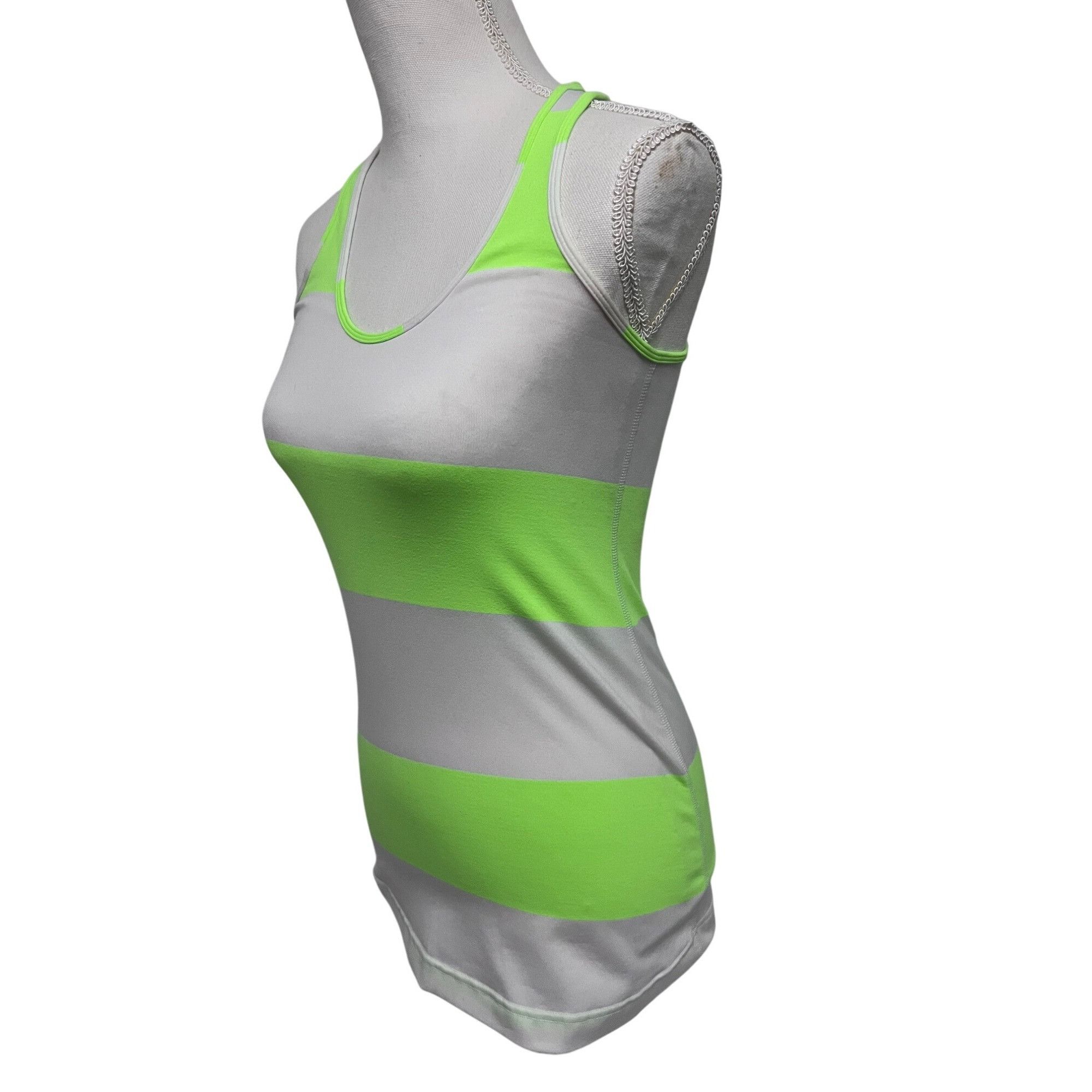 Lululemon Lululemon Womens Green White Striped Racerback Fitted Tank T Size S / US 4 / IT 40 - 3 Thumbnail
