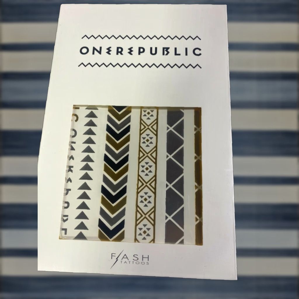 Vintage ONEREPUBLIC Metallic Temporary Flash Tattoos - Official Merchandise - One Size Fits Most - Silver Black Cobre - 2015 - Unisex Adults Size ONE SIZE - 1 Thumbnail