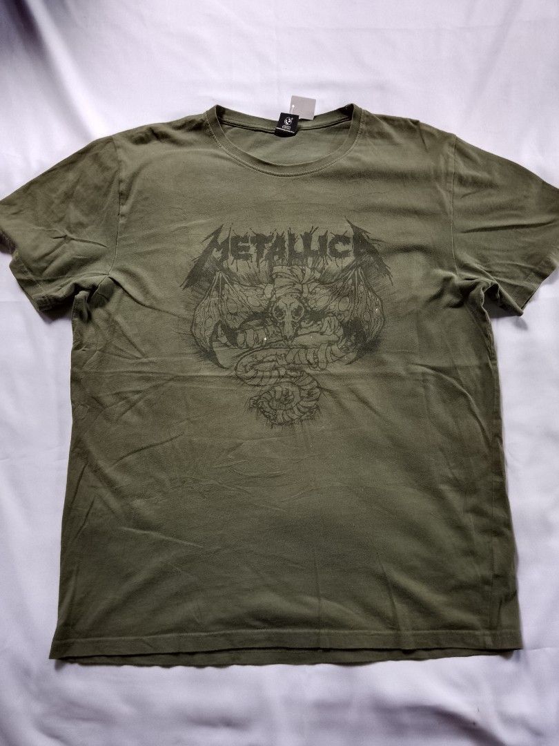 Band Tees Vintage Metallica Pushead Graphic Tshirt Olive Green Size US L / EU 52-54 / 3 - 1 Thumbnail