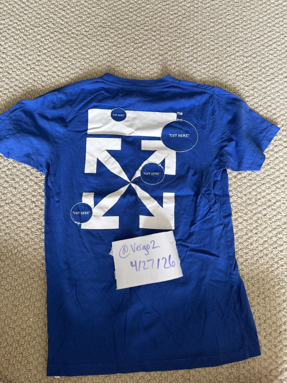 Off-White Off White “Cut Here” Tee Size US M / EU 48-50 / 2 - 1 Thumbnail