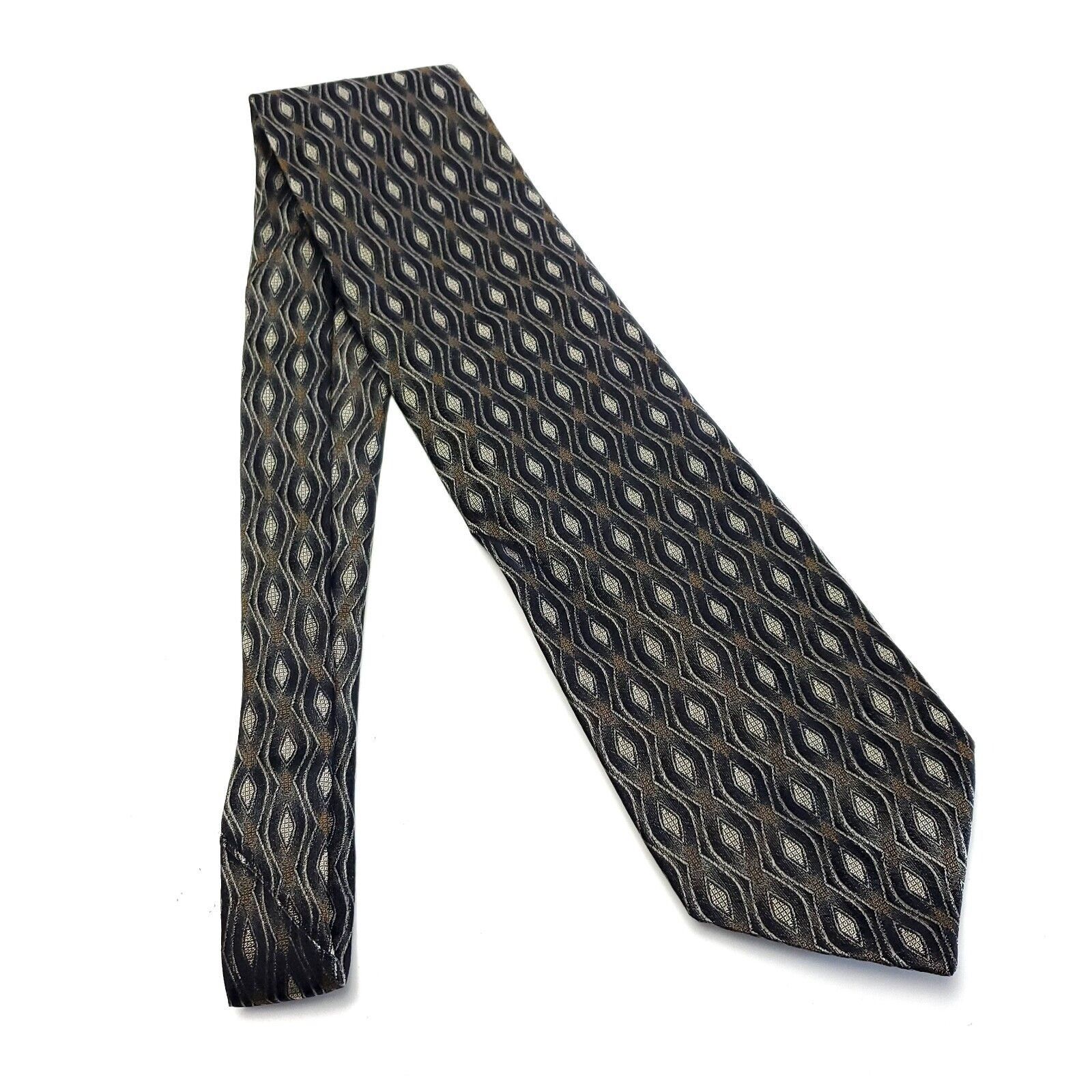 Pronto Uomo Pronto Uomo Green Woven Geometric Abstract Wide Silk Tie Size ONE SIZE - 6 Thumbnail