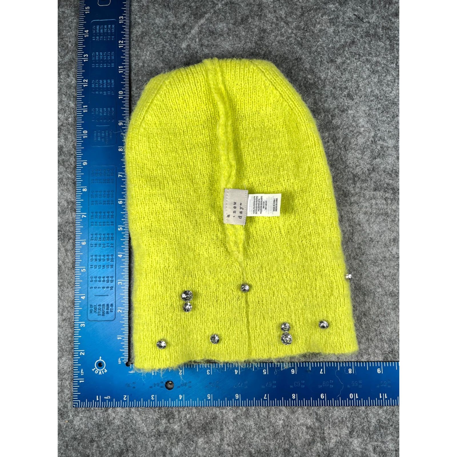 Vintage A New Day Beanie Toque Women's One Size Neon Green Knit Rhinestone Polyester NEW Size ONE SIZE - 6 Thumbnail