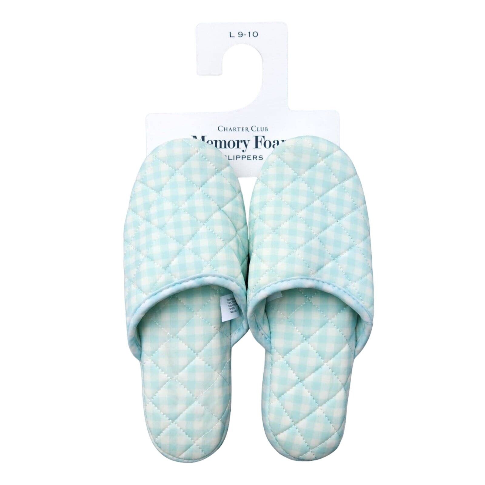 The Unbranded Brand Charter Club Women Mint Gingham Clog Slipper Size L / 9-10 Size US 9 / IT 39 - 2 Thumbnail