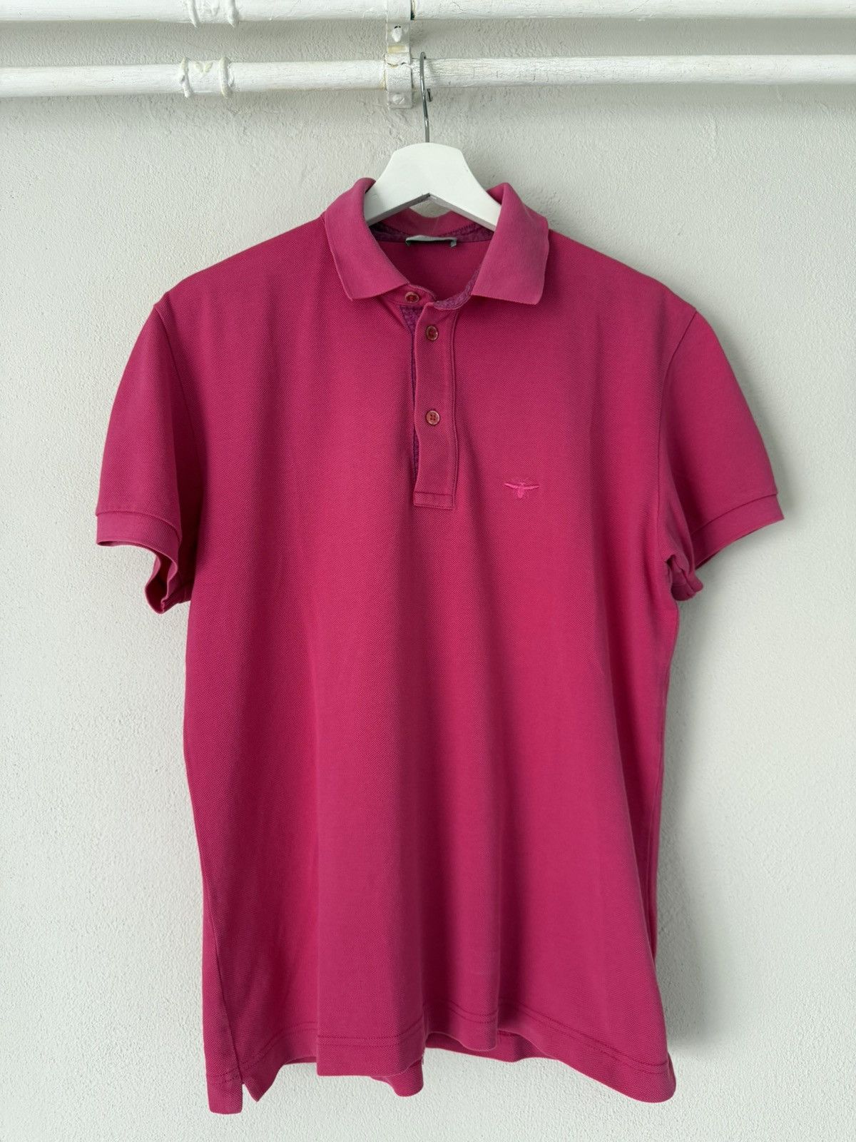 Dior Fuchsia Pink Cotton Polo Shirt with Tonal Bee Embroidery Size US M / EU 48-50 / 2 - 2 Thumbnail