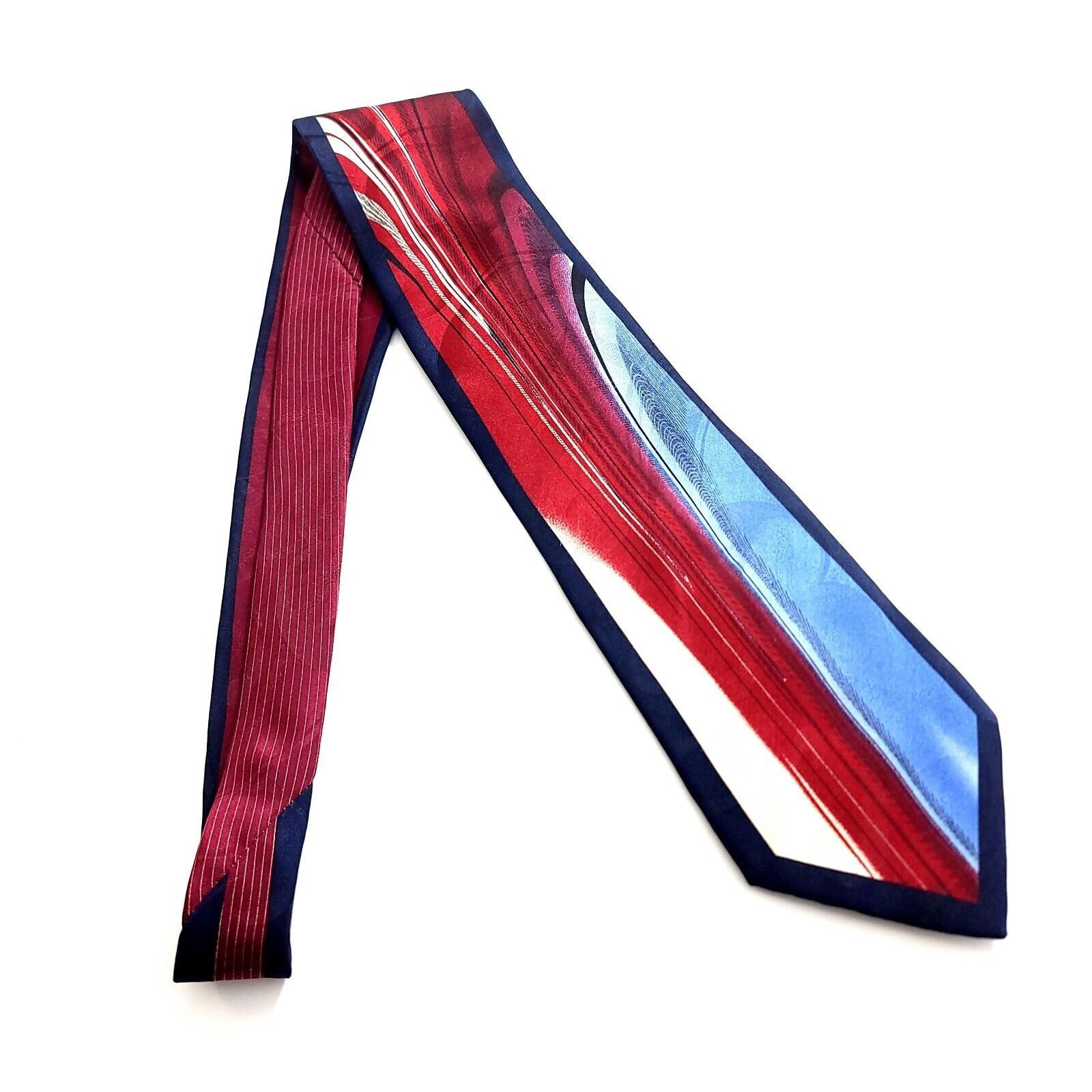 Stacy Adams Stacy Adams Abstract Print Blue Red Wide Silk Tie Size ONE SIZE - 6 Thumbnail