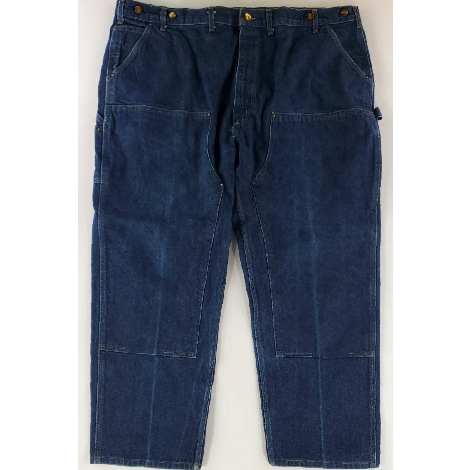 Carhartt VINTAGE Carhartt Jeans Double Knee VTG Blue Suspender Buttons Mens 48x31.5 Size US 32 / EU 48 - 2 Thumbnail