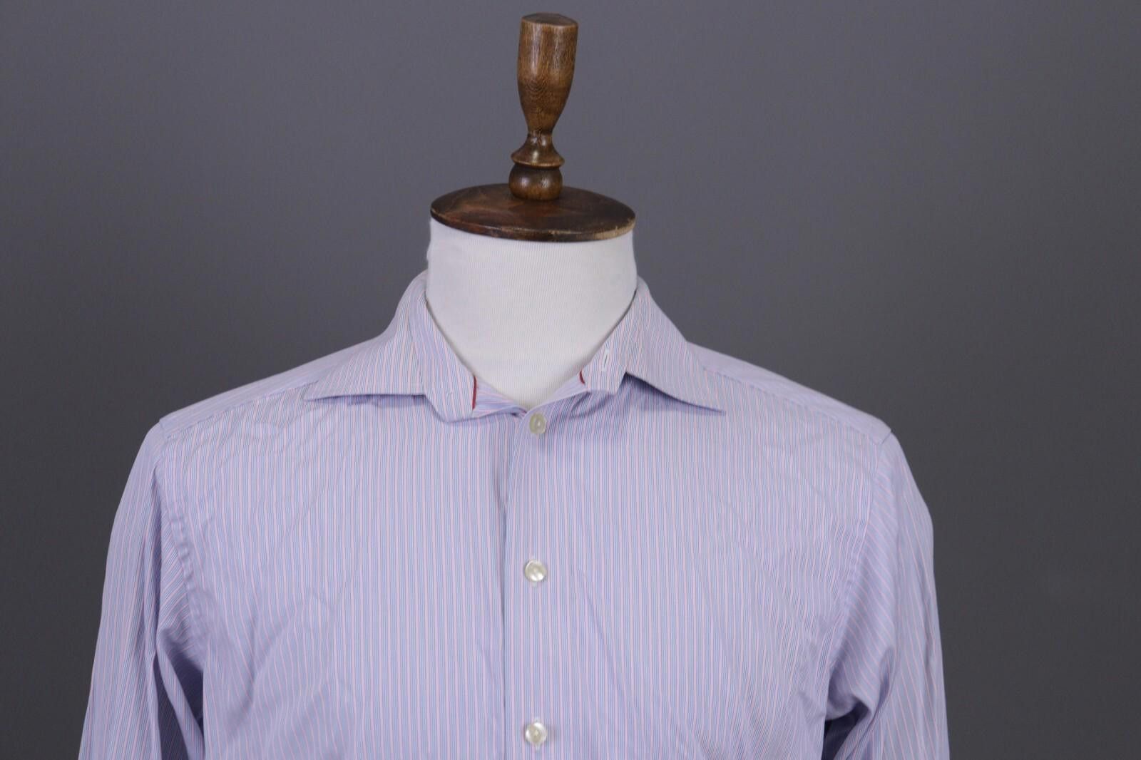 Eton Eton Contemporary Blue Stripe Up Shirt Size 41 /16 Size US M / EU 48-50 / 2 - 2 Thumbnail