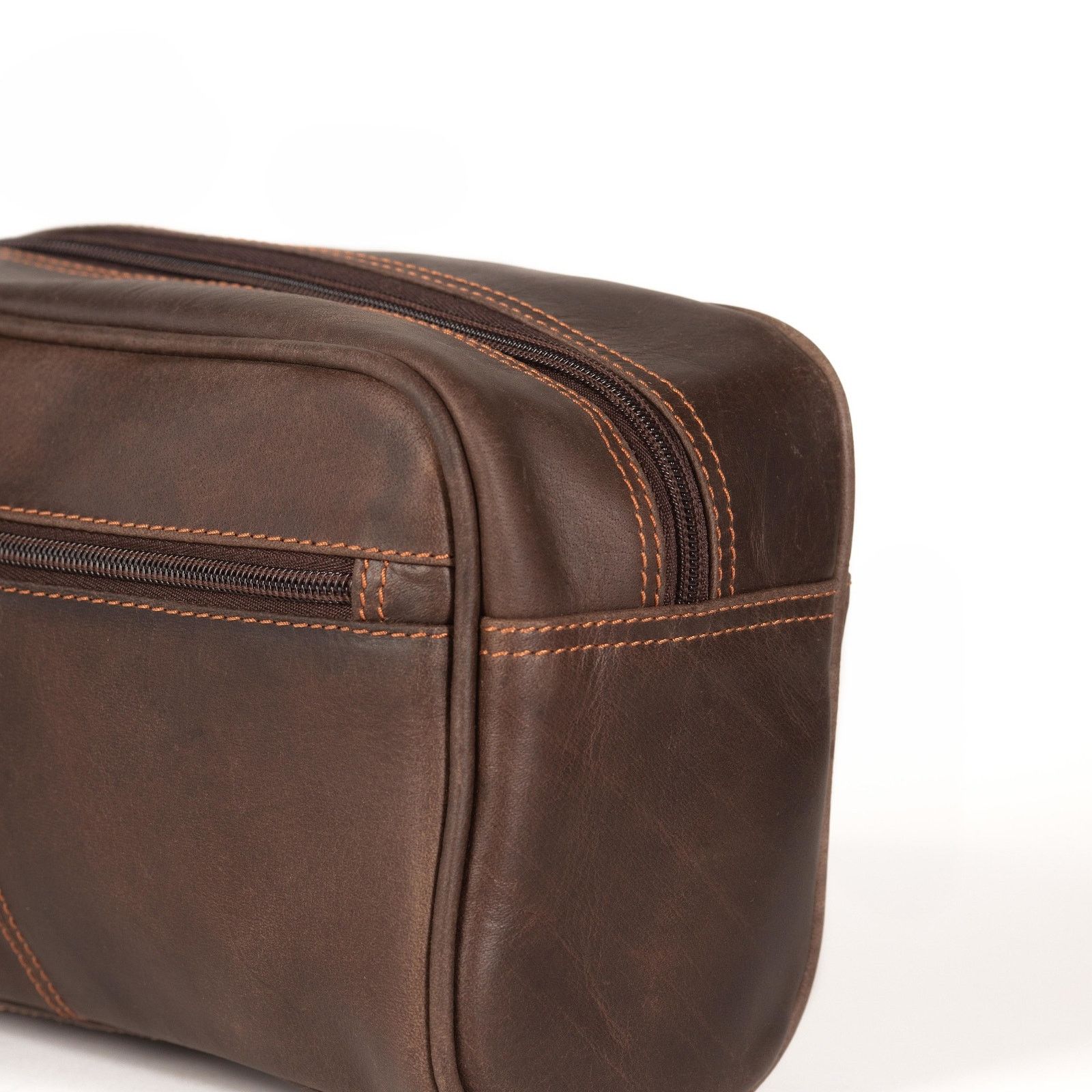 Handmade Men's New Leather Toiletry Bag Brown Size ONE SIZE - 2 Thumbnail
